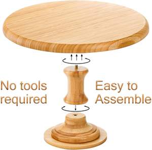 Plato giratorio de pastel de madera, soporte de pastel de 13 pulgadas, mesa rústica giratoria, soporte de Pedestal redondo para cupcakes, bandeja de soporte para pasteles de bambú de granja - Product Image 2