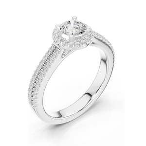 Anillo de Compromiso con Diamante de Laboratorio Redondo Brillante de 0.888 CT con Halo para Mujer, Claridad VVS-VS EF, Oro de 18K, 14K, 10K y Plata 925 - Product Image 4
