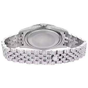 Lujo Mejor Calidad Rosa Dial Numeral Full Iced Cut Moissanite Diamante Reloj Antiguo Negocio Encanto Esfera de cristal Ventana - Product Image 3