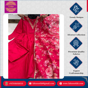 Diseño elegante, ropa de fiesta de la mejor calidad, conjunto de Chanderi Kurti Pent Palazzo puro y trabajo bordado, Organza Dupatta con encaje - Product Image 3