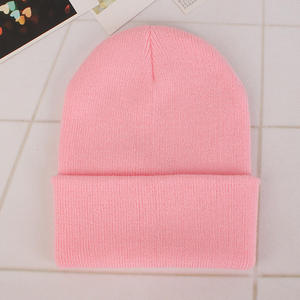 Unisex Solid Color Beanie Hat With Contrast Cuff Knitted Winter Cap For Adults Casual Wear 56-58CM - Product Image 3