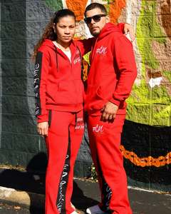 Sudadera y pantalones de alta calidad, ropa de calle, letras impresas, LOGOTIPO personalizado, bloque de Color, cordón, Conjunto de sudadera con capucha de moda para hombres - Product Image 3