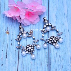 Pendientes Elegantes con Colgante, Chapados en Rodio Negro, Recuerdos de Fiesta, Pendientes Kundan, Joyería de Boda para Mujer, Estilo Haldi Mehndi - Product Image 4