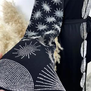 Custom Color Polyester Abaya Modest Dress Elegant Muslim Robe with Open <b>Cardigan</b> Long Sleeves Casual Thobe/Thawb Style - Product Image 6