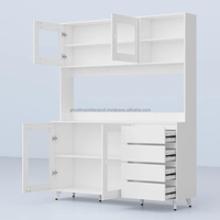 Nouvelle armoire de rangement de cuisine autoportante en bois massif avec portes vitrées, buffet moderne, meuble de rangement personnalisé pour la maison