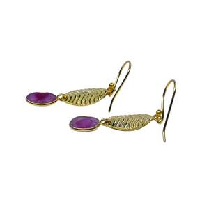 Wedding Wear 925 Sterling Silver Gold Plated Classic <b>Tourmaline</b> Gemstone Women's Leaf <b>Earrings</b> for Gift & Party - Product Image 3