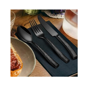 Cuchara de postre negra mate de acero espejado Juego de cubiertos Cubiertos de boda para hotel Cuchara de plata al precio más barato - Product Image 3