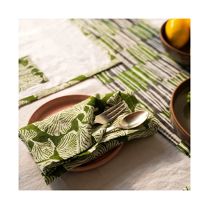 Serviettes de table élégantes 20x20 pouces 300TC en coton, motif artisanal abstrait vert, idéal pour les acheteurs de détail, de gros et d'hôtels - Product Image 2