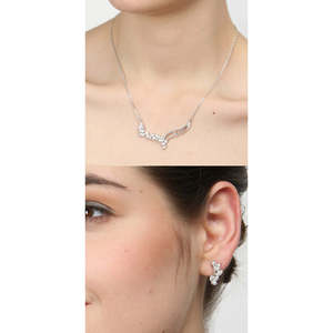 Ensemble collier et boucles d'oreilles pendentif Freya en argent sterling 925 plaqué rhodium, forme de diamant taille marquise, cadeau pour femmes et filles - Product Image 6