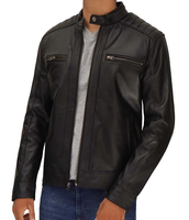 ESPRIT – Blouson Homme Slim Fit Respirant Imperméable Coupe-Vent Style Urbain avec Fermeture Éclair YKK et Col Montant Teint Uni en Cuir Véritable