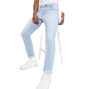 Pantalon en jean d'hiver respirant pour homme, taille mi-haute, couleur unie, jean droit avec broderie - Product Image 5