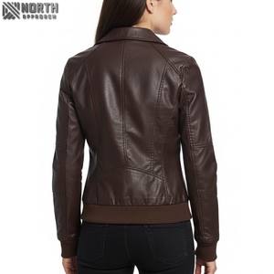 Haute qualité en cuir véritable femmes moto vestes respirant toile tissu hiver personnalisé imprimé en gros - Product Image 6