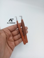 Pince à cils fine à 90 degrés avec logo personnalisé Boîtes de cartes pointues en acier inoxydable testées à la main Pince à cils marron pailleté