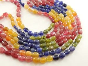 Multi Sapphire Smooth Tumble Nugget Loose Crystal Gemstone for Jewelry Makers Precious Bead 10x6mm 0.5mm Hole - Product Image 4