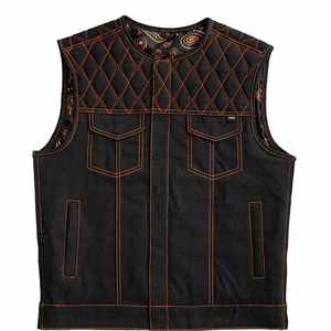 Chaleco de cuero genuino transpirable para hombre, ropa exterior de invierno de estilo informal, con decoración de botones de tela tejida - Product Image 1