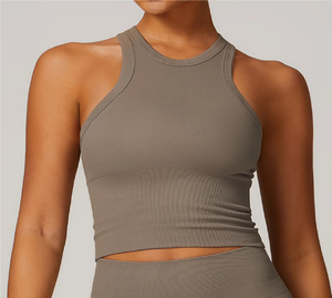 Débardeur grande taille respirant de haute qualité Ensemble de fitness de 2 pièces comprenant un haut court Legging-Friendly 100% coton - Product Image 2