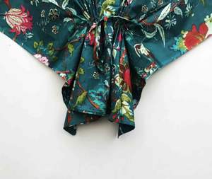 Womens Smart Casual Floral Printed Kaftan Light Weight Cotton <b>Short</b> Beach Nightwear <b>Dressing</b> <b>Gown</b> Natural Eco Friendly - Product Image 3