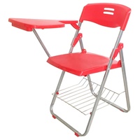 Chaise d'étudiant pliable durable avec tablette d'écriture et porte-livres Siège en plastique Cadre en métal Utilisation en classe