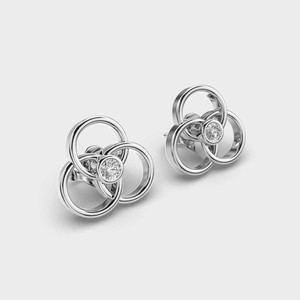 Pendientes de Diamantes Cultivados en Laboratorio con Certificación IGI, Minimalistas, con Círculos Entrelazados, Oro Amarillo/Blanco/Rosa de 9K, Pendientes Modernos - Product Image 3