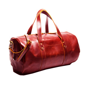 Sac de sport unisexe en cuir véritable pour homme Bagage à main Lite Holdall avec motif ceinture Sac de voyage léger - Product Image 3