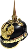 Casque Pickelhaube allemand médiéval CHk, en cuir noir et argent poli, fait main, vintage, décoration d'intérieur, pour Thanksgiving