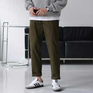 กางเกงผู้ชายสไตล์เกาหลีตรงใส่สบายกางเกงยืด4Way ผ้าฝ้ายใส่ได้ทุกวันใส่ได้ทั้งชายและหญิงมี5สี H4006 - Product Image 5