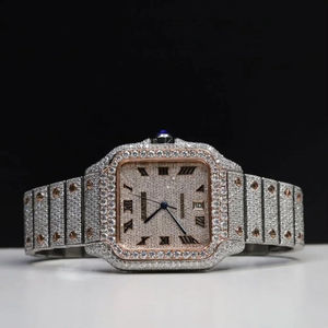 High Quality VVS Moissanite Diamond Wrist <b>Watch</b> <b>for</b> <b>Men</b> Hot Selling Stainless Steel Band Quartz Movement Iced out Hip Hop Style - Product Image 1