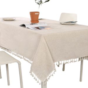 Exclusive Linen <b>Table</b> Cloth Floral Embroidered Design Rectangle & <b>Tables</b> Tassel Accent Direct Manufacturer's Woven Technique - Product Image 5