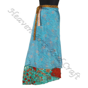 Couleurs et imprimés étonnants pour les jours d'été en jupe portefeuille en soie Australie/Nouvelle-Zélande Les femmes portent un sari en soie vintage longue longueur - Product Image 1