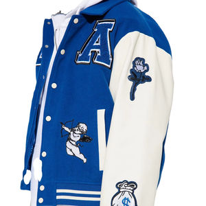 เสื้อแจ็กเก็ตเบสบอลสีดำสำหรับผู้ชายเสื้อผ้าแนวสตรีท2024-25มีแขนสีขาวแจ็กเก็ตทีมตัวแทนสไตล์สตรีท - Product Image 1