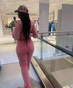 ชุดเซ็ตเสื้อฮู้ดครอปท็อปและกางเกงจ็อกเกอร์ผ้าฝ้าย 100% ซักแล้ว หนานุ่ม สไตล์สตรีทแวร์ฤดูหนาวล่าสุดปี 2025 ซิปคู่ - Product Image 6