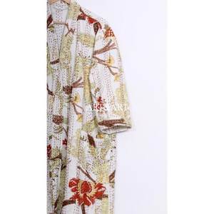 ชุดคลุมกิโมโนแบบอินเดียโบราณ งานฝีมือลายดอกไม้ ผ้าฝ้าย 100% ระบายอากาศได้ดี เหมาะสำหรับฤดูร้อน ชุดนอนสำหรับผู้หญิง - Product Image 2