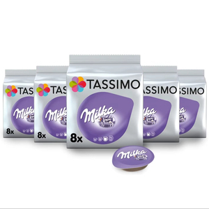 Cápsulas de Chocolate Caliente Tassimo Milka x8 (Paquete de 5, Total 40 Bebidas) - Product Image 1