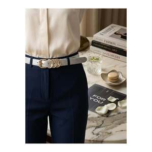 Ceinture fine pour femme à boucle carrée, ceinture de taille, ceinture pour robe, ceinture pour jupe, ceinture pour pantalon - Blanc - Product Image 1