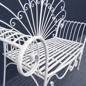 Rustic <b>Metal</b> <b>Garden</b> <b>Bench</b> Shabby Chic Patio Iron <b>Bench</b> Outdoor White <b>Metal</b> <b>Garden</b> <b>Bench</b> With Rounded Arms - Product Image 3