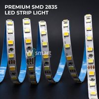 Bande lumineuse LED SMD2835 DC5V 12V 24V, 120 LED, haute luminosité, bande flexible 5mm-12mm PCB blanc chaud pour éclairage intérieur d'armoires