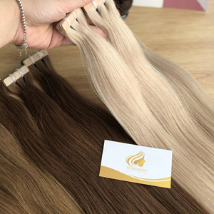 Extensions de cheveux ondulés en dentelle 100% vierges du Vietnam, alignées sur les cuticules, double trame, extrémités doubles, couleur claire, invisibles, teintes - Product Image 1