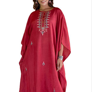 ผู้หญิงปัก Elegance ลําลองคอวียาวสไตล์ Kaftan ชุด - Product Image 1