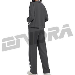 Conjunto de chándal deportivo informal de dos piezas para mujer, Sudadera con capucha y cremallera de Material suave y pantalones para correr, traje a juego para Salón de Otoño e Invierno - Product Image 3