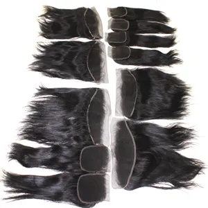 Nuestro frontal y cierre al por mayor ofrece cabello fino y real de primera calidad para un aspecto natural, ideal para salones de peluquería y negocios - Product Image 1