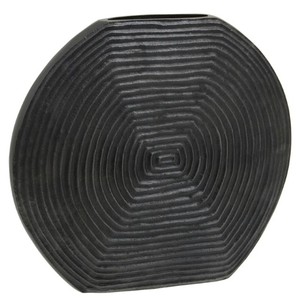 Vase tourbillon rond en aluminium gris fait à la main pour la décoration intérieure contemporaine - Product Image 2