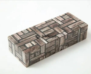 Caja de incrustaciones decorativas hechas a mano con hueso y nácar, almacenamiento de joyería elegante, pieza de regalo, decoración de acento tradicional Tradebyd - Product Image 1