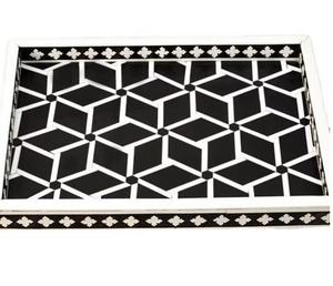 Bandeja de Servicio de Lujo con Incrustaciones de Hueso, Diseño Elegante de Estrella de Nácar, Hecha a Mano, Color y Logotipo Personalizables para Uso en el Hogar y Hoteles - Product Image 2