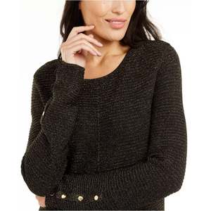 Maglione Alfani da Donna Nero, Taglia Piccola, Metallizzato, Traspirante, Casual, per l'Autunno, con Logo Stampato sul Davanti - Product Image 2