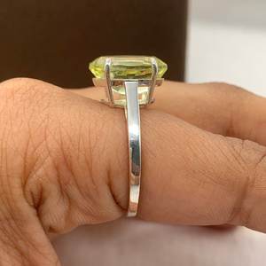 Anillo clásico de piedra de cuarzo limón para mujer, diseño romántico de corte ovalado de Plata de Ley 925 sólida para cumpleaños de aniversario de boda - Product Image 6