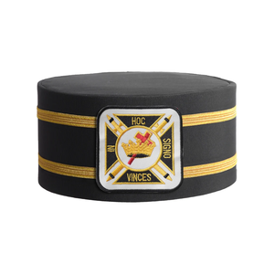 Casquette de Chevalier Templier avec deux tresses dorées, chapeau d'officier cérémoniel maçonnique brodé, vente en gros par Amazop Industries - Product Image 1