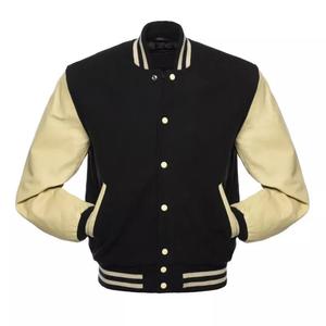 Chaqueta Bomber Varsity de Invierno Personalizada para Hombre, con Cuello Alto, en Cuero, Talla Grande, con Logotipo Frontal Inspirado en el Estilo Letterman - Product Image 1