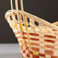 Panier-cadeau en bambou naturel avec poignée, panier à fruits pour toute occasion spéciale, fabriqué par des artisans