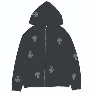 Custom 2 Piezas Hoody Chándal Sweatsuit Pantalones de chándal Set 100% algodón para hombre Zip up Hoodie Rhinestone Hoodie Set 2025 - Product Image 2