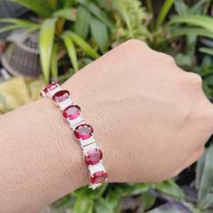 Pink Rubellite Gemstone Charm <b>Bracelet</b> Adjustable Sterling Silver Beaded Boho Jewelry Gift for Women Elegant GIA Certified - Product Image 4